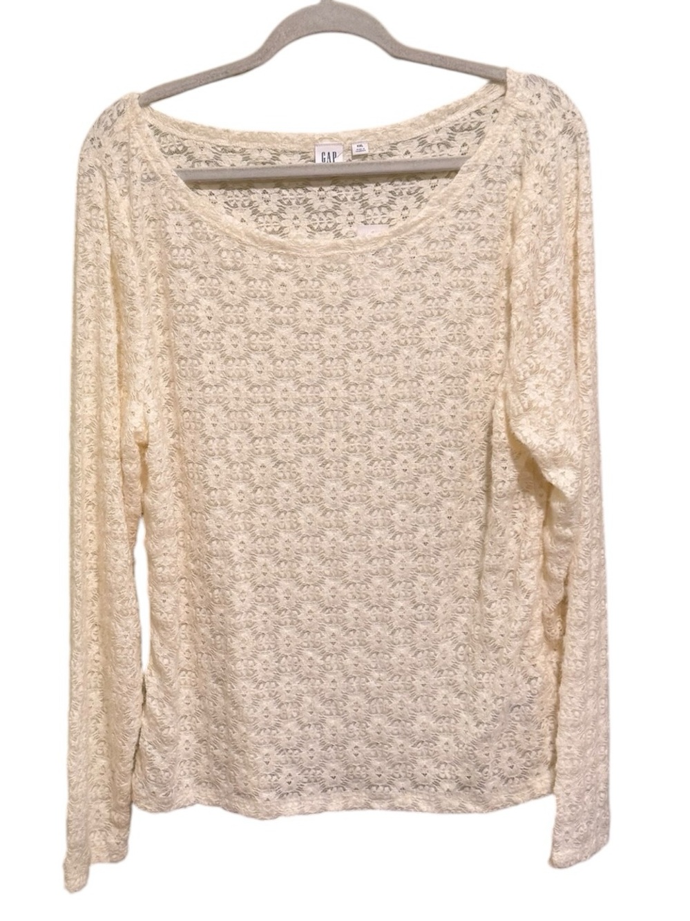 NWT GAP Cream Lace Long-Sleeve Boat Neck Top - Size XXL